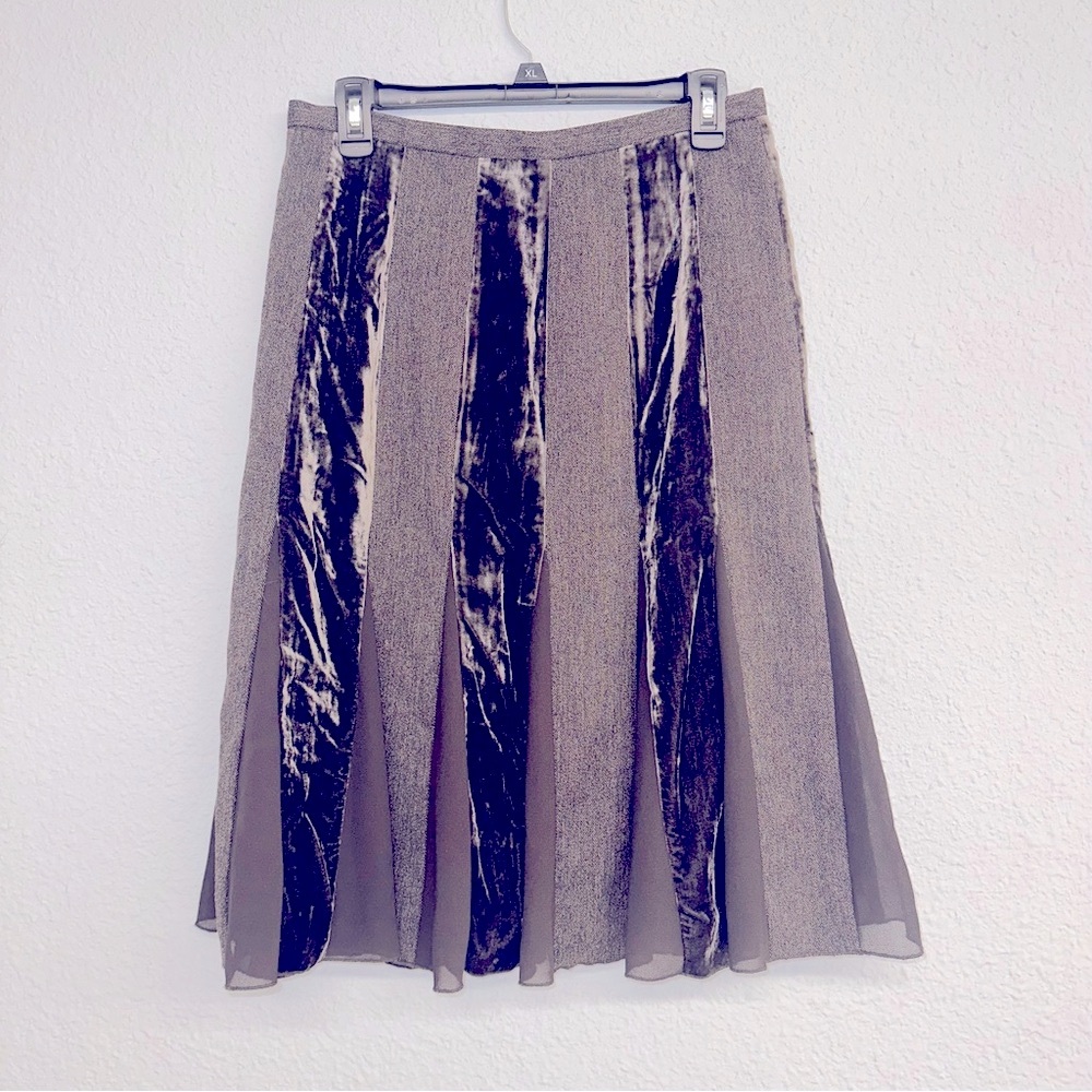Women’s vtg Conrad C collection brown tweed velvet skirt sz 8